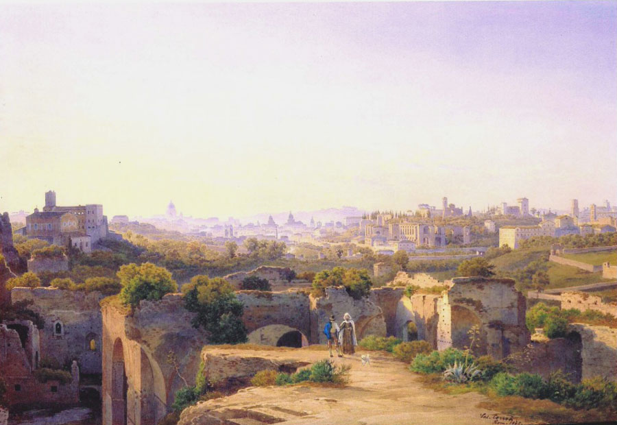 Salomon Corrodi,Rome depuis les Thermes de Caracalla (1865)